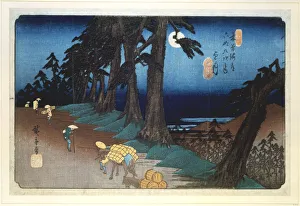 Full Moon at Mochizuki, from 69 stations of Kisokaido, 1832. Artist: Ando Hiroshige Full Moon at Mochizuki, from 69 stations of Kisokaido, 1832. Artist: Ando Hiroshige