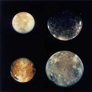 Four moons of Jupiter, Io, Europa, Ganymede and Callisto, 1979 Four moons of Jupiter, Io, Europa, Ganymede and Callisto, 1979