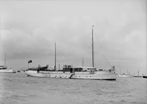 The motor yacht La Toquade at anchor, 1939. Creator: Kirk & Sons of Cowes The motor yacht La Toquade at anchor, 1939. Creator: Kirk & Sons of Cowes