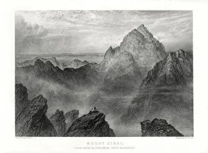 Mount Sinai: Jebel Musa as seen from Jebel Katharina, 1887.Artist: W Forrest Mount Sinai: Jebel Musa as seen from Jebel Katharina, 1887.Artist: W Forrest