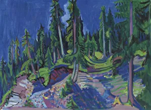 Expressionist Landscape Art Prints: Mountain forest study, 1936. Creator: Kirchner, Ernst Ludwig (1880-1938)