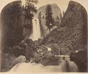 California Mountain Scenery Prints: Mt. Broderick in Distant Centre, Piroyac, Falling Chrystals, Vernal Fall, 1861