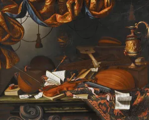 Fine Art Oil On Canvas Prints: Musical instruments. Creator: Bettera, Bartolomeo (1639-c. 1688)