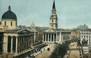 Images Dated 1st August 2019: The National Gallery and St Martin in the Fields, Trafalgar Square, London, c1910