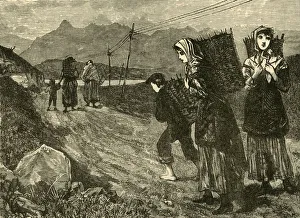 Black And White Scottish Landscapes Prints: Natives Going for Peat, 1898. Creator: Unknown