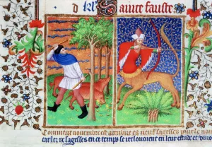 November: feeding pigs, and Sagittarius, c1423 November: feeding pigs, and Sagittarius, c1423
