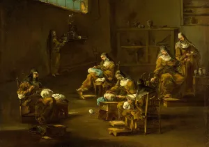 Italian Nuns at Work, 18th Century Print