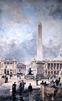Obelisk of Luxor and the Place de la Concorde, 1891. Artist: Emmanuel Lansyer Obelisk of Luxor and the Place de la Concorde, 1891. Artist: Emmanuel Lansyer