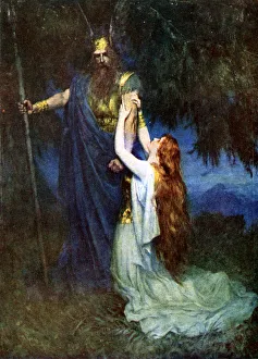 Print of Odin and Brunhilde from The Valkyrie opera