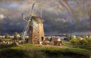 Vintage Print of Old Hook Mill, Easthampton, ca. 1880