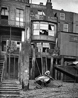 Black & White Prints: Old pub on the River Thames, London, 1926-1927