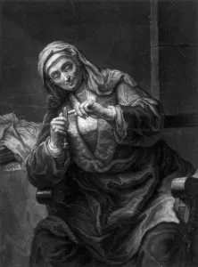 Old Woman Cutting Her Nails, 18th or 19th century. Artist: J Haid Old Woman Cutting Her Nails, 18th or 19th century. Artist: J Haid