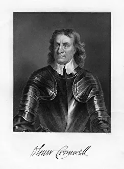 Oliver Cromwell, English soldier and statesman, 19th century. Artist: W Holl Oliver Cromwell, English soldier and statesman, 19th century. Artist: W Holl