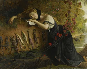 Print of Ophelia, a woman in a water scene