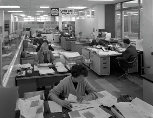 Michael Walters Photography UK Prints: Order and dispatch office, Stanley Tools, Sheffield, South Yorkshire, 1967. Artist