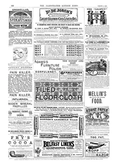 Black And White Ads Prints: Page of advertisements, 1890. Creator: Unknown