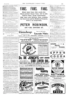 Victorian Era Advertising Prints: Page of advertisements, 1895. Creator: Unknown