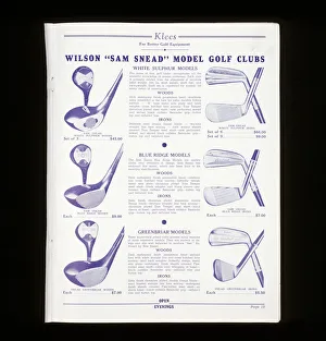 Page from Klees golf catalogue, American, c 1940-c1960 Page from Klees golf catalogue, American, c 1940-c1960