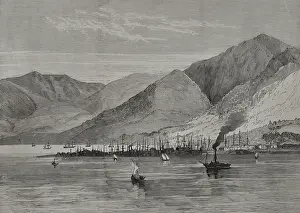 Prints of Panoramic view of the city and harbour, Batumi, Armenia, 1878 Armenia Prints: Panoramic View of Batumi Harbour Print, 1878