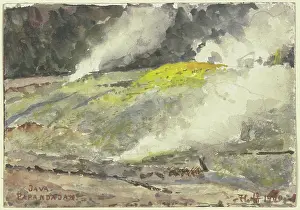 Watercolour On Cardboard Art Prints: Papandajan (volcano?) on Java, 1900. Creator: Fritz Hauck