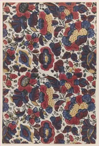 19th Century Paste End Paper Print with Floral Pattern