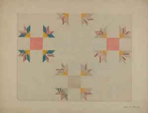 Elbert S. Mowery Print: Patchwork Quilt, c. 1937
