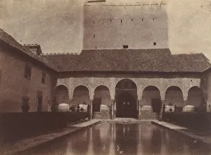 Islamic Architecture Spain Prints: Patio de los Arrayanes, Alhambra, Granada, Spain, 1854. Creator: Alphonse Delaunay