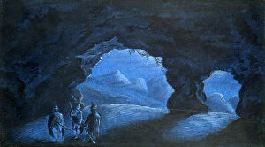 Amandine Aurore Lucie Collection: Three People in a Cave in the Mountains, 1825. Artist: George Sand