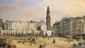 Piazza, Naples, Italy, mid 19th century. Artist: Jean-Auguste Bard Piazza, Naples, Italy, mid 19th century. Artist: Jean-Auguste Bard