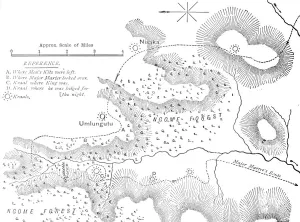 Anglo Zulu Wars Prints: Plan of the ground where Cetewayo was captured, c1880