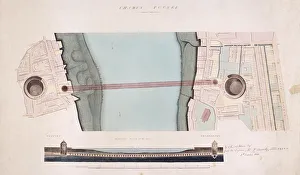 Plan and Longitudinal Section of the Thames Tunnel Print, 1842