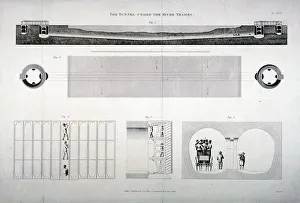 Isambard Kingdom Brunel Designs Prints: Plan, sections and elevations of the Thames Tunnel, London, 1835. Artist: E Turrell