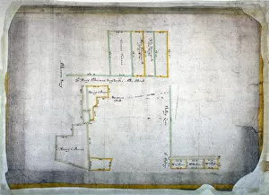Aldermanbury Collection: Plan of tenements in Addle Street, Aldermanbury and Philip Lane, London, c1666