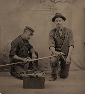 Two Plumbers with Tools, 1870s-80s Print