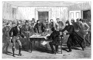 Police raid on the National Rent Offices at Loughrea, Ireland, 1887 Police raid on the National Rent Offices at Loughrea, Ireland, 1887