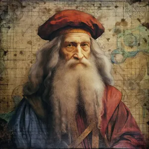 Leonardo Da Vinci Prints: Leonardo da Vinci AI Portrait Print, 2023