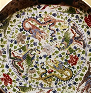 Porcelain Dish with Dragons and Phoenixes, c18th century Porcelain Dish with Dragons and Phoenixes, c18th century