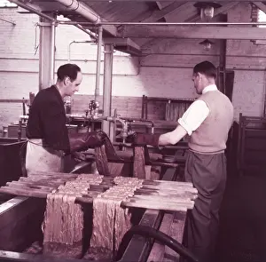 Prints of Preparing and dyeing material for the coronation robe, Braintree, Essex, c1953 Braintree Prints: Coronation Robe Preparation Print, c1953