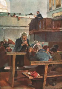 Victorian Era Paintings Prints: Primitive Methodists at Prayer, c1889, (c1902). Creator: Unknown