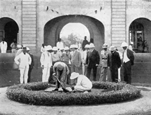 The Prince of Wales planting a tree at the Kumasi Church College, Ghana, 1926 The Prince of Wales planting a tree at the Kumasi Church College, Ghana, 1926