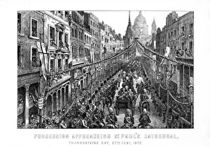 Procession approaching St Pauls Cathedral, Thanksgiving Day, 27 February, 1872, (1899) Procession approaching St Pauls Cathedral, Thanksgiving Day, 27 February, 1872, (1899)
