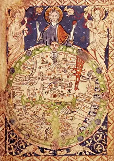 Ancient Geography Illustrations Prints: Psalter Map, c1250. Creator: Unknown
