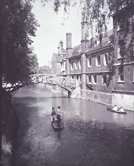 Prints of Punting on The Backs at Cambridge, c1955 Cambridge Prints: Print of Punting on The Backs at Cambridge, c1955