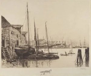 Fishing Boats In Harbour Prints: Quebec, 1887. Creator: Stephen Parrish