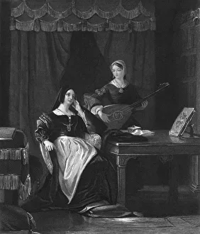 Queen Katherine, Queen Consort of Henry VIII of England, (19th century).Artist: Charles W Sharpe Queen Katherine, Queen Consort of Henry VIII of England, (19th century).Artist: Charles W Sharpe
