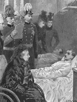 Images Dated 1st August 2019: Queen Victoria... visiting Soldiers wounded in the Indian Frontier campaigns... 1898, (1901)