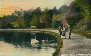 Vintage London Cityscape Prints: Queens Mere, Wimbledon, c1910