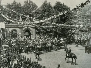 Prints of The Queens Visit To Her Birthplace: The Scene Outside St. Marys Church, Kensington, London, (c1897) Kensington And Chelsea Prints: The Queens Visit To Her Birthplace Print (c1897)