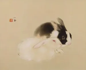 Japanese Fine Art Images Prints: Rabbits, c1939. Creator: Takeuchi, Seiho (1864-1942)