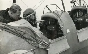 Second World War Aircraft Prints: RAF pilot learning to fly during the Second World War, 1941. Creator: Charles Brown